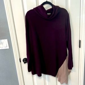 Logo by Lori Goldstein long purple asymmetrical cashmere cotton sweater - XL